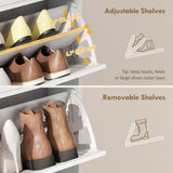 Shoe Cabinet with 2 Large Flip Drawers, Farmhouse Narrow Shoe Storage Cabinet with 2 Top Compartments