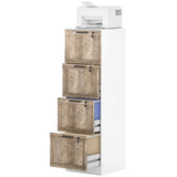 3 Drawer Filing Cabinet, Farmhouse File Cabinet with Lock, Adjustable Hanging Rails for A4 Letter Size Files