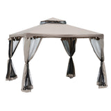 10' x 10' Patio Gazebo Pavilion, 2-Tier Roof Canopy Outdoor