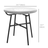 Rattan Side Table, with Round PE Rattan and Tempered Glass Table Top for Patio