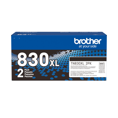 Brother Genuine TN830XL2PK High Yield Black Toner Cartridge 2-Pack for up to 6,000 Pages
