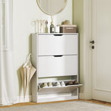 Meuble de Rangement Étroit pour Chaussures, Cabinet pour Chaussures avec 3 Tiroirs Basculants