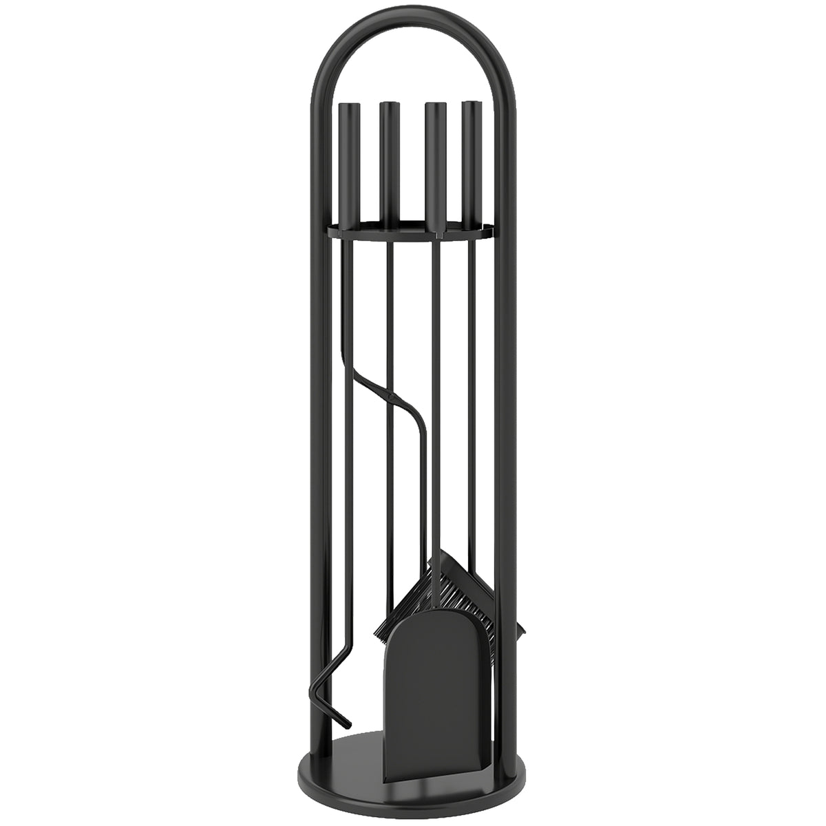 Ensemble d'accessoires de foyer, 5 pièces avec brosse et support