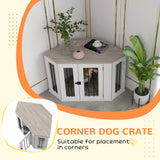 Dog Crate Furniture with Cushion, 41 Inch Corner Design Dog Crate End Table for Medium Dogs