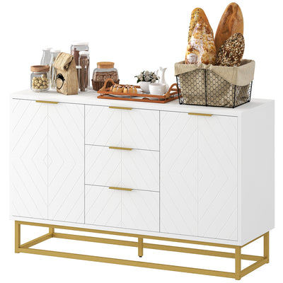 Sideboard Storage Cabinet with 3 Drawers, Adjustable Shelves and Doors