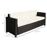 Deluxe 3 Seat Rattan Wicker Sofa Garden Outdoor Patio Furniture with Cushion
