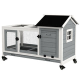 Rabbit Cage with Wheels, Tray for Indoor Outdoor