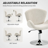 Swivel Office Chair, Velvet Desk Chair with Wide Bucket Seat, Tilt Function and Round Base