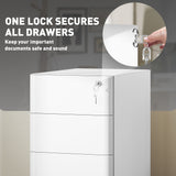 3 Drawer Filing Cabinet, Lockable Steel Office Storage Cabinet with Hanging Bar for Letter, A4, Legal Files