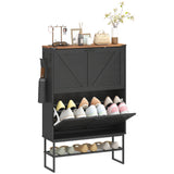 Narrow Shoe Storage Cabinet with 2 Flip Drawers, Slim Shoe Cabinet for 15-20 Pairs