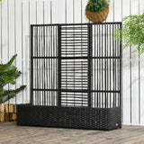 Raised Garden Bed with Lattice Trellis, Rattan Outdoor Planter with Storage for Garden