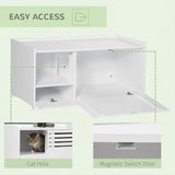 Hidden Cat Litter Box Furniture, Cat Litter Box Enclosure with Storage Compartments and Side Table Function