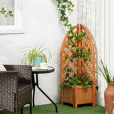 Raised Garden Bed with Trellis, Wooden Raised Planter Box with Corner Trellis