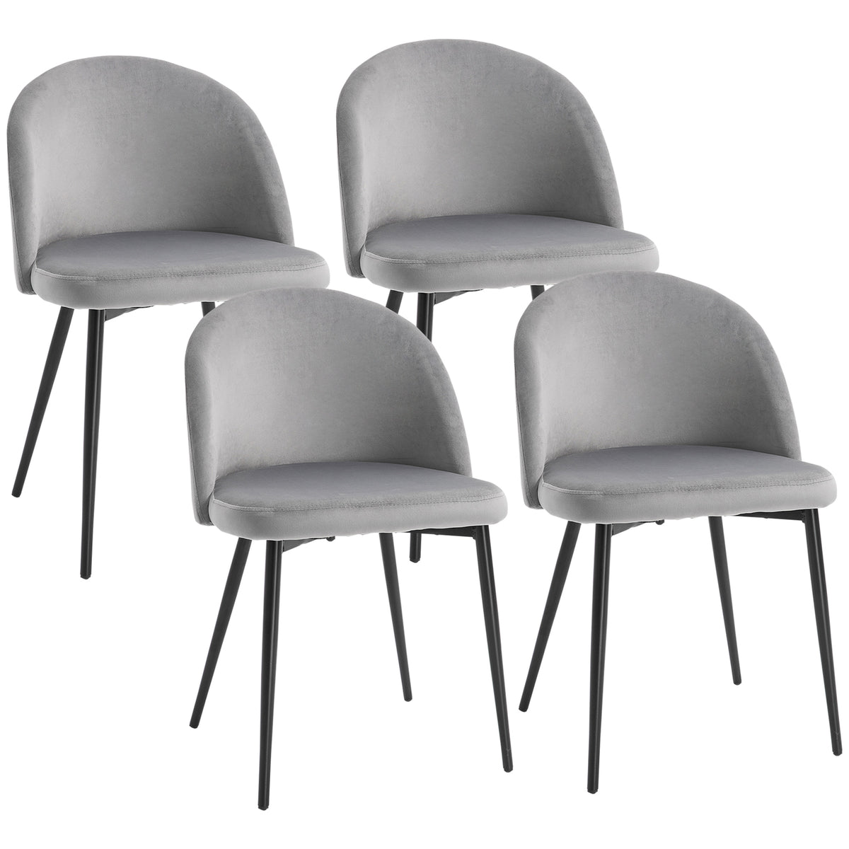 Modern Dining Chairs, Mid-Back Velvet-touch Upholstery Side Chair, Set of 4