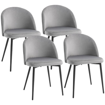 Modern Dining Chairs, Mid-Back Velvet-touch Upholstery Side Chair, Set of 4