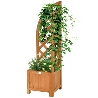 Raised Garden Bed with Trellis, Wooden Raised Planter Box with Corner Trellis