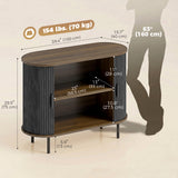 Sideboard Buffet Cabinet with Curved Tambour Doors and Storage