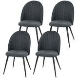 Set of 4 Modern Dining Chairs, Velvet Upholstered Kitchen Chairs with Steel Legs for Living Room