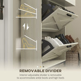 Slim Shoe Storage with 2 Flip Drawers and Adjustable Shelves Shoe Cabinet Organizer for 12 Pair