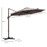 Parasol de patio cantilever 10pi avec rotation 360°