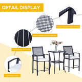Ensemble de Bar Extérieur Rotin 3 Pièces, Ensemble Bistro de Jardin Style Rotin Classique, Table de Bar Patio et Chaises Hautes avec Coussins, Meuble de Bar Maison