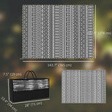 Tapis extérieur avec lumières USB, tapis de patio réversible avec sac de transport pour camping 12' x 9'