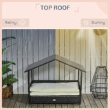 Rattan Dog House with Canopy, Wicker Dog Bed with Water-Resistant Cushion, for Small and Medium Breeds