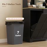 Kitchen Pantry Cabinet with Charging Station, 7 Gallon Trash Can Cabinet, Adjustable Shelves and Acrylic Doors
