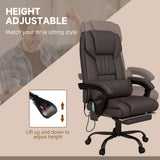 6-Point Vibration Massage Chair, Height Adjustable Reclining Computer Chair with Retractable Footrest