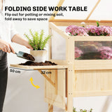 Lit de jardin surélevé avec châssis froid, boîte de plantation surélevée en bois avec table latérale pliante et tablette