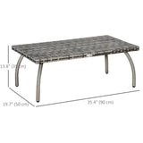 Table à café en rotin pour terrasse, table d'appoint extérieure, 35,4