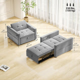 Convertible Chair Bed, Adjustable Backrest, Small Velvet Futon Sofa Bed
