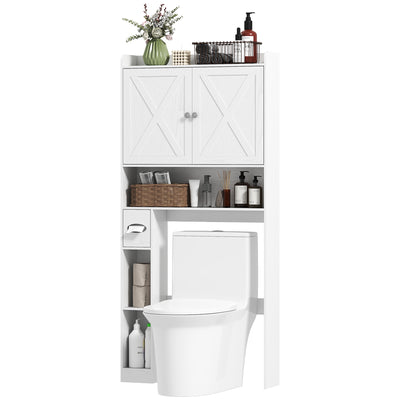 Farmhouse Over the Toilet Cabinet with Barn Doors, Over the Toilet Storage Cabinet with Adjustable Shelf