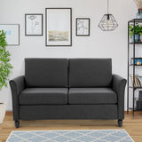2-Seat Sofa Two-Seater Couch with Armrests and Wood Legs for Living Room