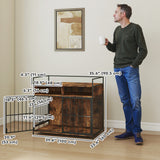 Dog Crate Furniture with Rotating Feeding Station Dog Kennel End Table Storage Shelves