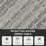 Table de salle à manger extérieure en rotin 27,5