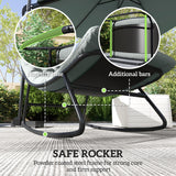 Outdoor Patio Rocking Chair with Cushion, Steel Frame Balcony Chair with Mesh Deep Seat for Porch