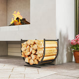 Firewood Rack Outdoor, 17 Inch Heavy Duty Log Holder for Indoor Fireplace Storage, Outdoor Curved Fire Wood Organizer