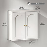 Medicine Cabinet, Modern Bathroom Wall Cabinet with 2 Arched Doors and Gold Handles