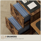 Vertical Filing Cabinet with 2 Drawers, Rustic Farmhouse Office Storage Cabinet for A4, Letter Size