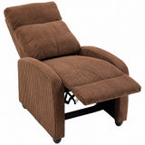 Corduroy Home Theater Seating, Push Back Recliner Chair with Padded Seat for Living Room