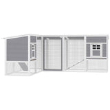 Chicken Coop with Run, L-Shaped Wooden Chicken House with 2 Houses