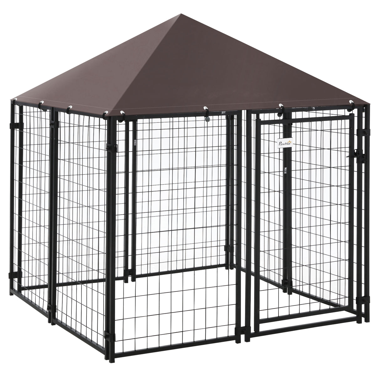 Outdoor Dog Kennel, Welded Wire Steel Fence, Lockable Pet Playpen Crate, 4.6ft x 4.6ft x 5ft