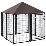Outdoor Dog Kennel, Welded Wire Steel Fence, Lockable Pet Playpen Crate, 4.6ft x 4.6ft x 5ft