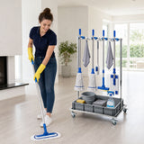 Cleaning Rolling Janitor Cart with Locking Wheels Cleaning Cart with Integrated Drip Tray 4 Casters