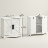 Armoire de rangement sous lavabo de style ferme, armoire sous évier avec 2 portes de grange et étagère ajustable