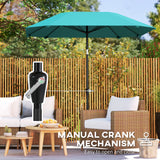 7.6FT Aluminum Patio Umbrella Parasol 8 Ribs Outdoor Market Umbrella with Crank, Push Button Tilt for Deck