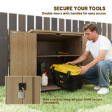 Wooden Outdoor Storage Cabinet, Garden Shed Potting Shed with Shelf and Double Doors