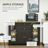 Buffet Cabinet Sideboard with 2 Drawers, 3 Storage Cabinets, Glass Doors and Adjustable Shelves