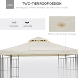 Square2-Tier Gazebo Canopy Replacement Top Cover Water-resistant UV Protected Shade Protection (Cream White)